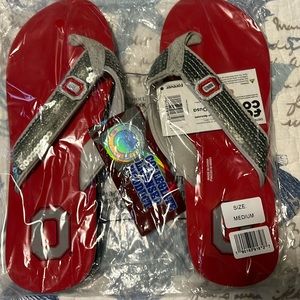 Ohio State Sequin flip flops. Size Medium (approx Sz 7-8). New in package